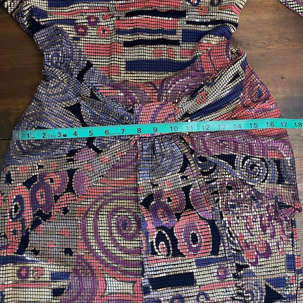 Vintage Cache Mosaic Metallic Geometric Cocktail Party Mini Dress Women's Small - Picture 13 of 15